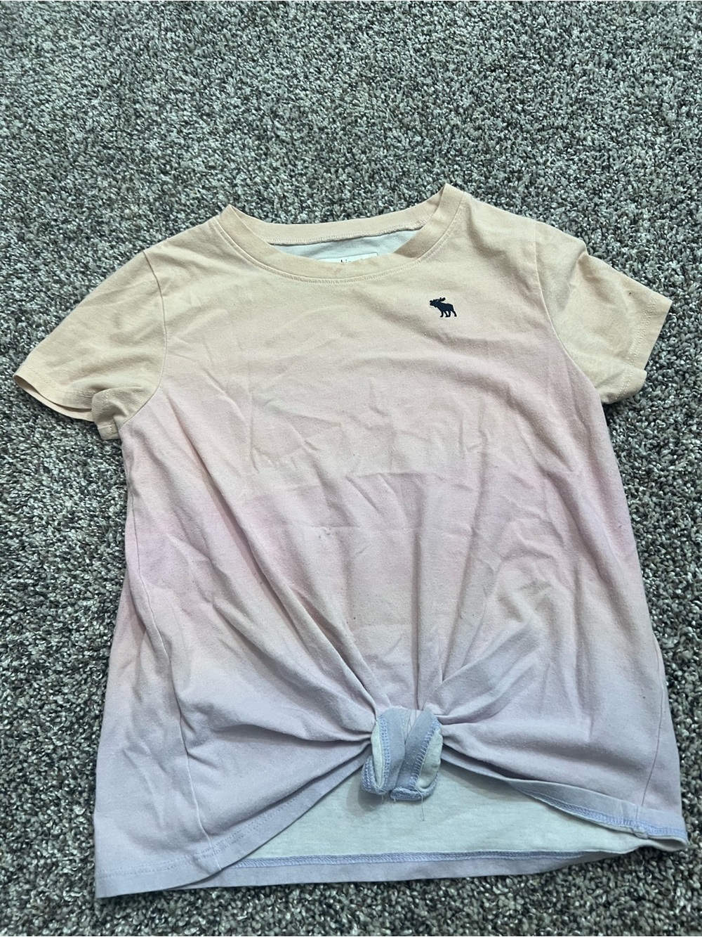 Abercrombie & Fitch Girls Ombre Peach to Light Pink Tie-Front Tee